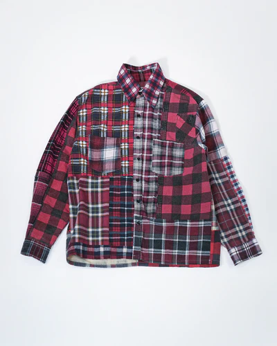 Flannel Shirt -> Straight Hem Shirt - Red