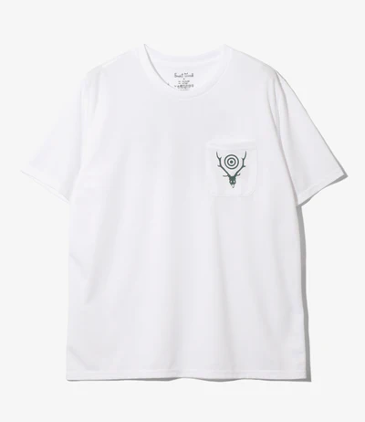 S/S Round Pocket Tee - White - Circle Horn