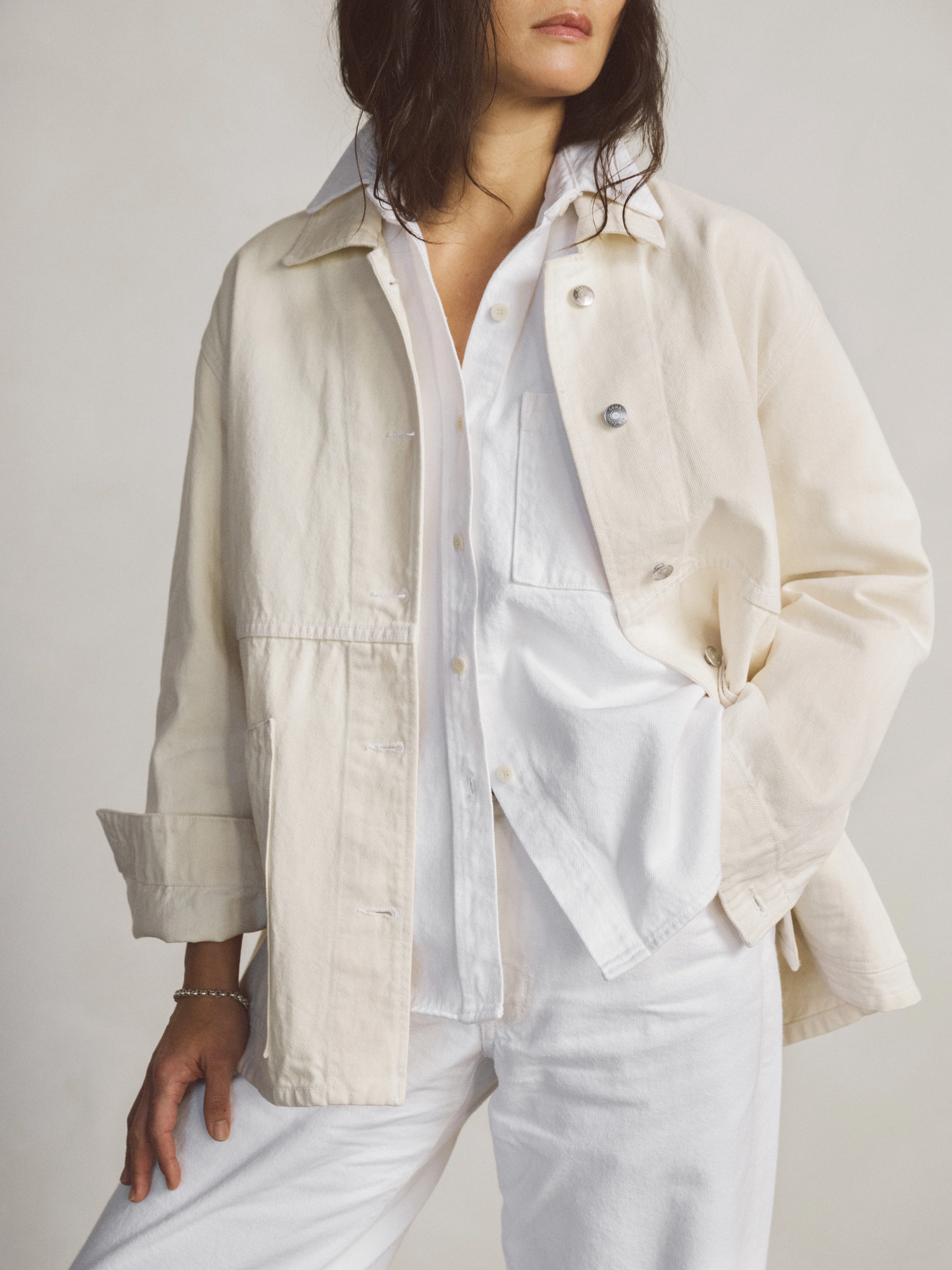 S/S Round Pocket Tee - Black - Cotton Multi Wide Stripe Jersey