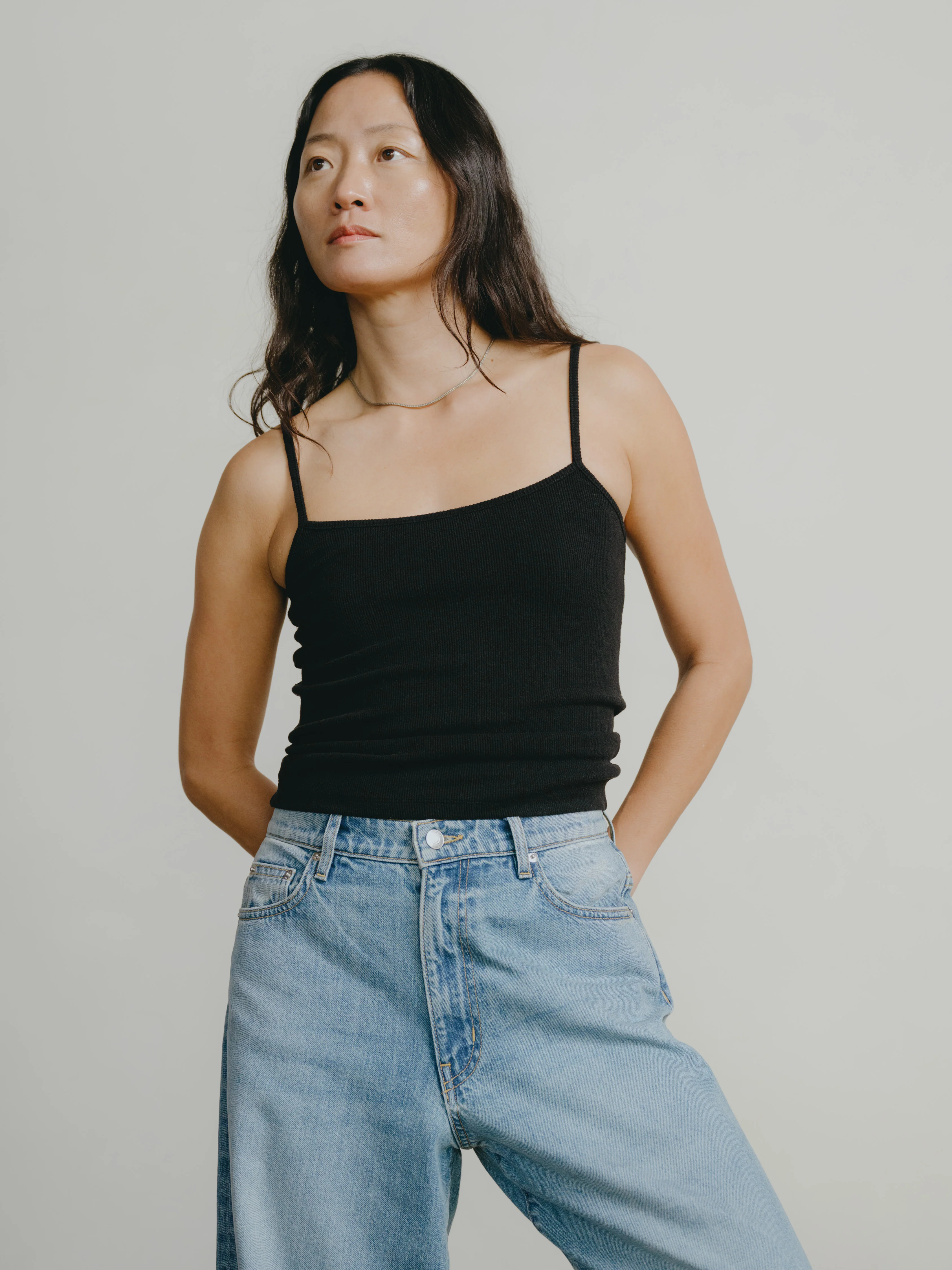 Women's Two-Ways Spencer Basque Shirt - H. Grey - Random Stripe